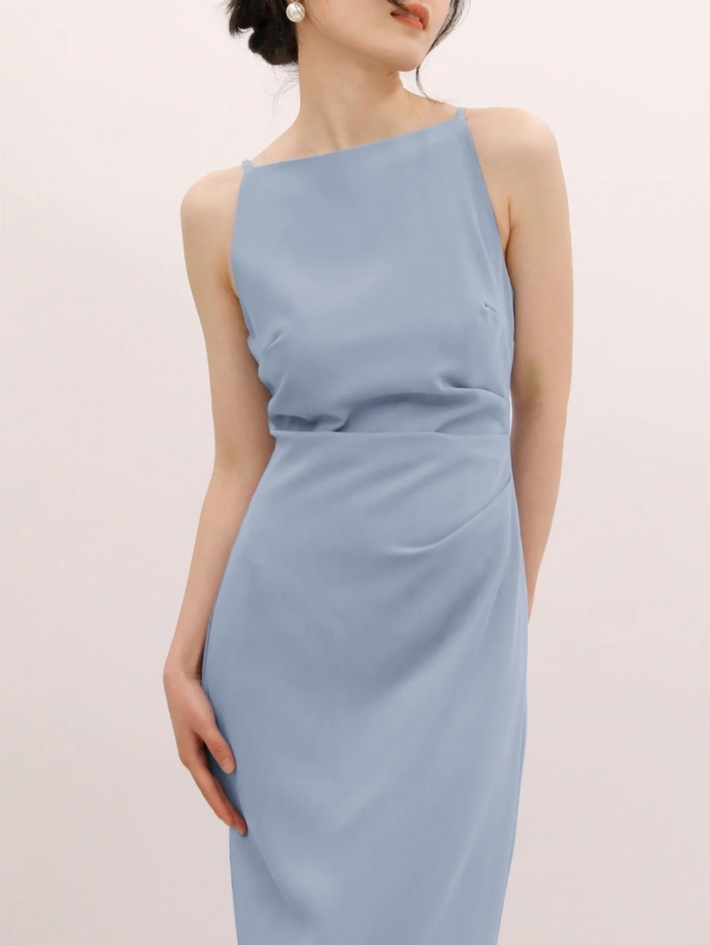 Commense One-Shoulder Powder Blue Sheath Dress